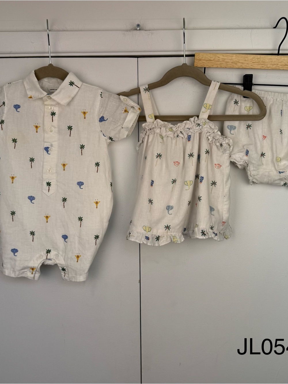 Janie and Jack Baby Safari Boy Girl Twins Linen Outfit Bundle
